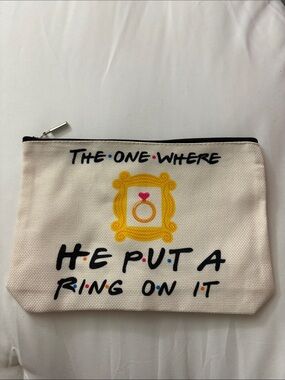 FRIENDS Canvas Zipper Pouch Cream with Yellow and Black Accents